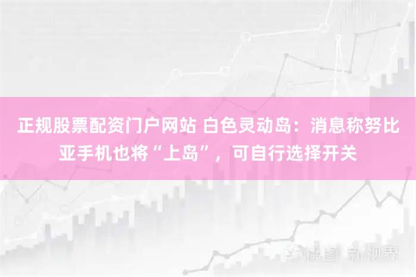 正规股票配资门户网站 白色灵动岛：消息称努比亚手机也将“上岛”，可自行选择开关